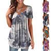 Women's Short Sleeve Shirts Ruffle Tops Loose Tops Casual Oversized Tops Pleated Tops Button Down Casual Summer Leopard Print Tops