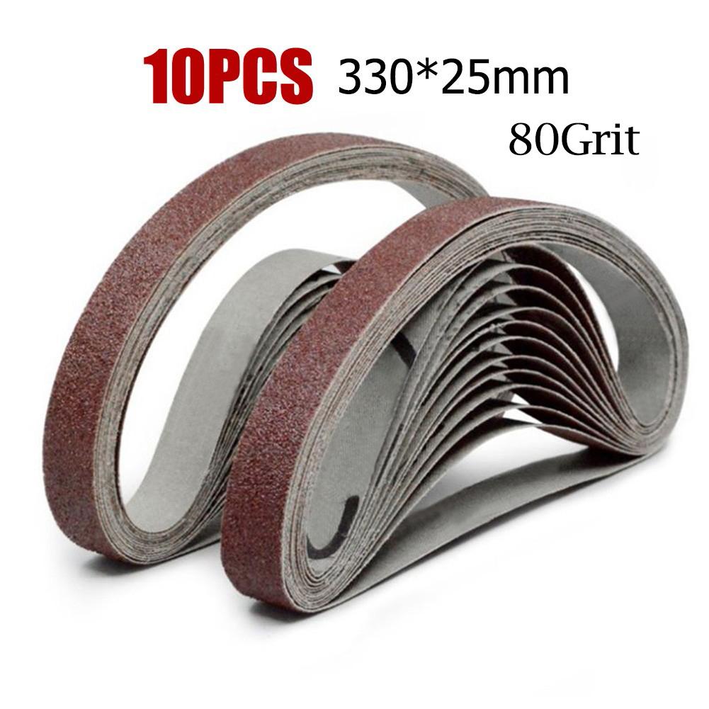10 PCS Abrasive Sanding Belts 330*25mm Sander Belt Sander Attachment Grinder Polisher Power Tool Accessory Wood Metal Polishing