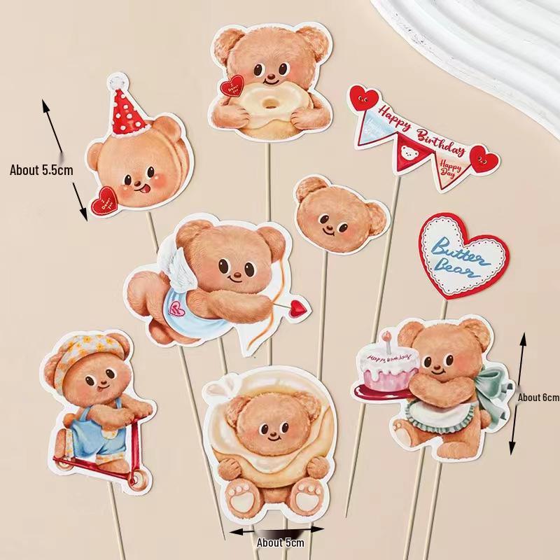 Sushi Cartoon Cupcake Toppers & Ice Cream Flag Picks for Happy Birthday Desserts