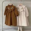 Korean Autumn Lace Embroidered Mother-Daughter Princess Dress with Lotus Leaf Design
