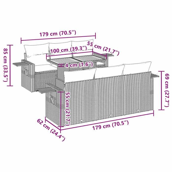 VidaXL Garden Furniture Set with Cushions 7 Pcs Grey Woven Resin, Outdoor Sofa Set, Corner Sofa Set 3327113