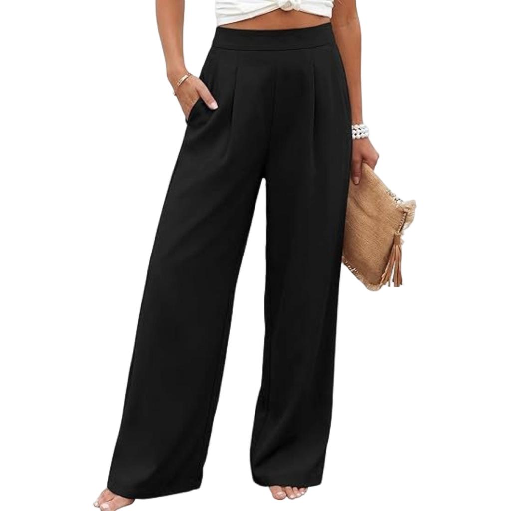 Women's Comfortable  Color Loose Wide Leg High Waist Casual Pants