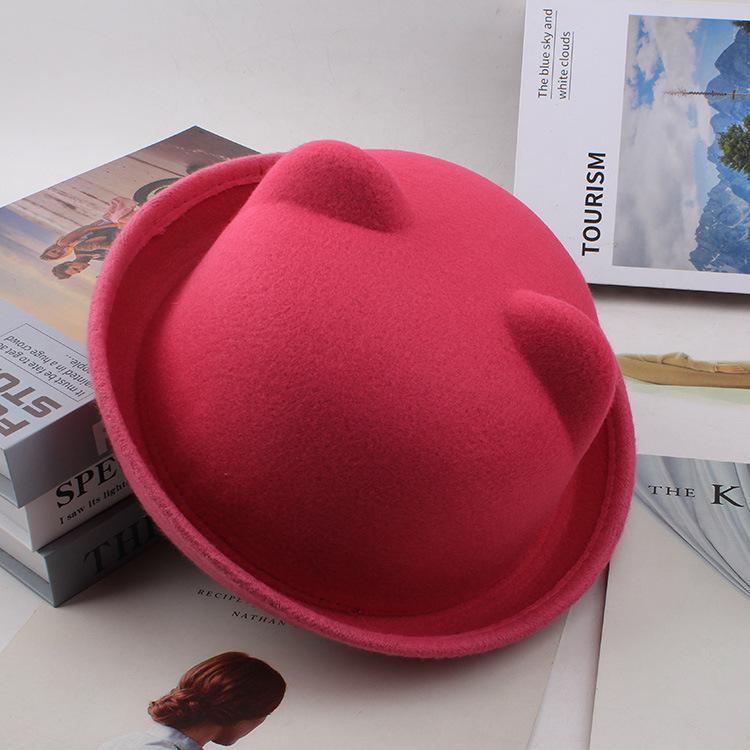 Meier Autumn and winter Korean version trend imitation wool styling small round hat, British retro top hat, round hat for men and women