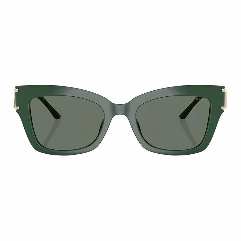 Michael Kors Mirror Side Logo Metal Injection Irregular Shape Sunglasses Women's Green