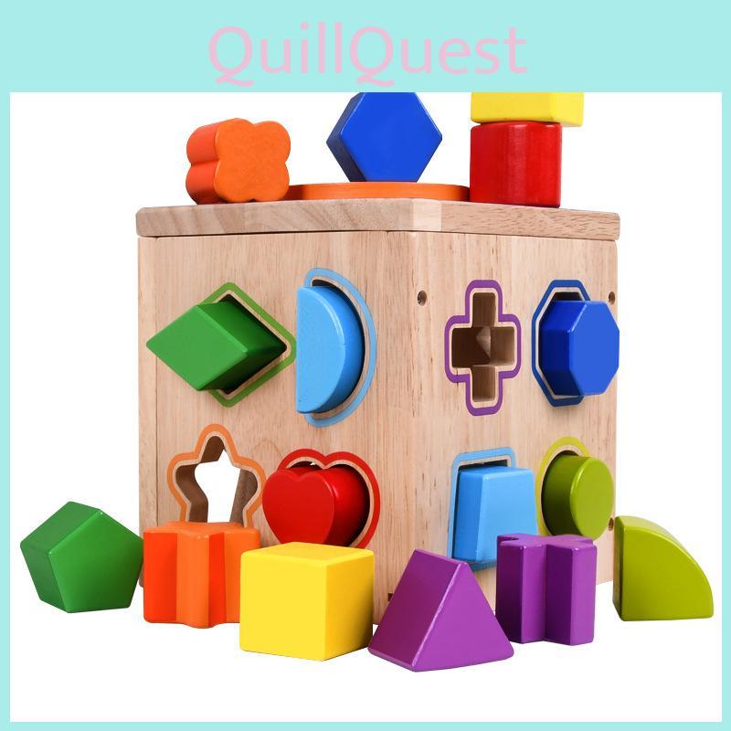 Wooden Geometric Shape Matching Blocks For Kids Educational Toy For Brain Development