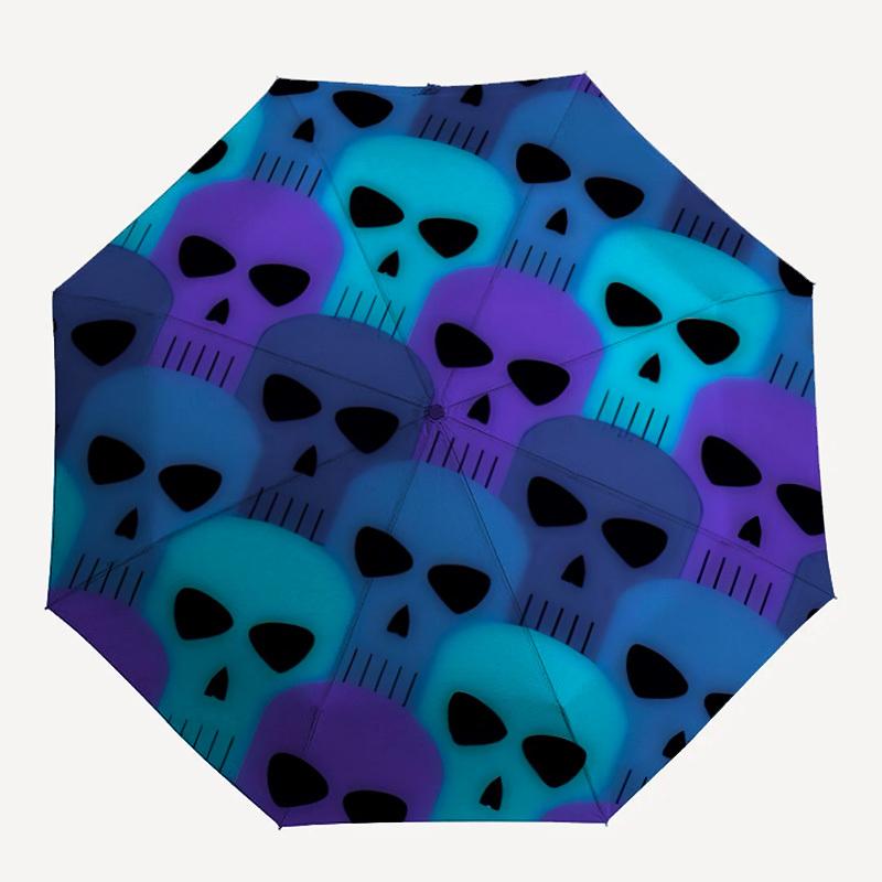 1pc Skulls Automatic Open/close Folding Umbrella, Compact Portable Travel Umbrella  yy251230165