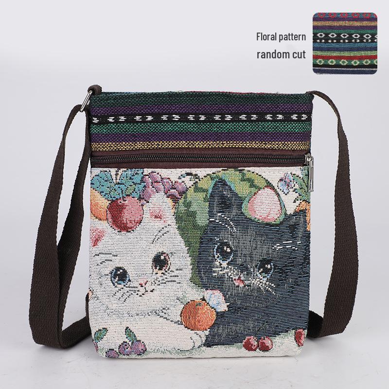 Ethnic Elephant & Butterfly Embroidered Crossbody Bag - Women's Cultural Canvas Shoulder Accessory