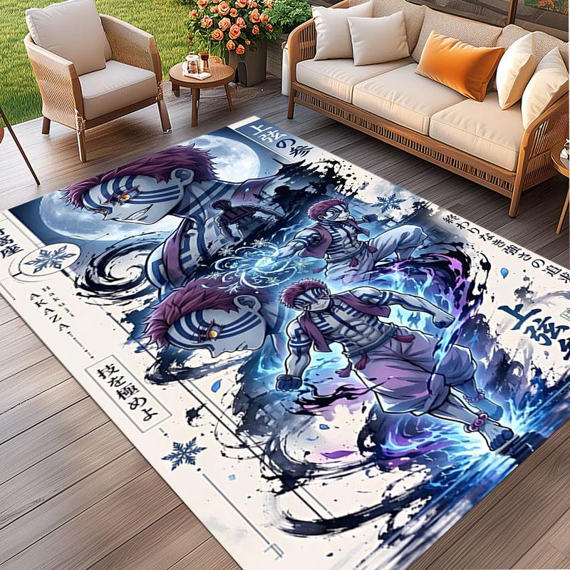 Demon Slayer Print Rug, Washable Floor Carpet, For Entryway Dorm Laundry Room Office Study, Home Decor Birthday Christmas Gift