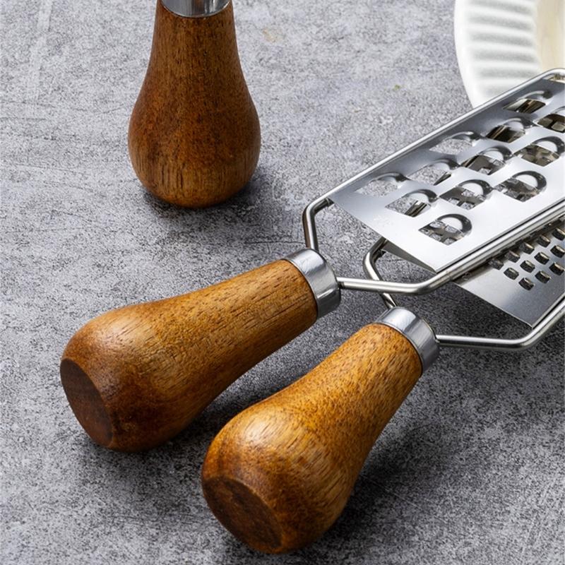 Portable Steel Cheese Shredding Gadget Multipurpose Vegetable Grater Essential Kitchens Tool With Nonslip Wood Handle