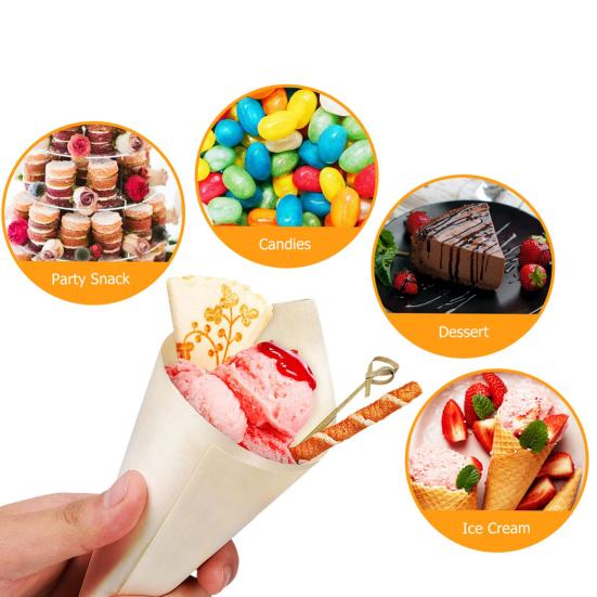 100 Stück Dessertkegel in Lebensmittelqualität, Einweg, auslaufsicher, hitzebeständig, BPA-frei, Charcuterie-Kegel, kleine Dessertkegel, Küchenbedarf