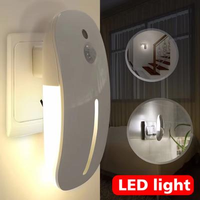 LED Night Light Motion Sensor Wireless Plug In EU 220V Night Lamp for Hallway Pathway EU Plug