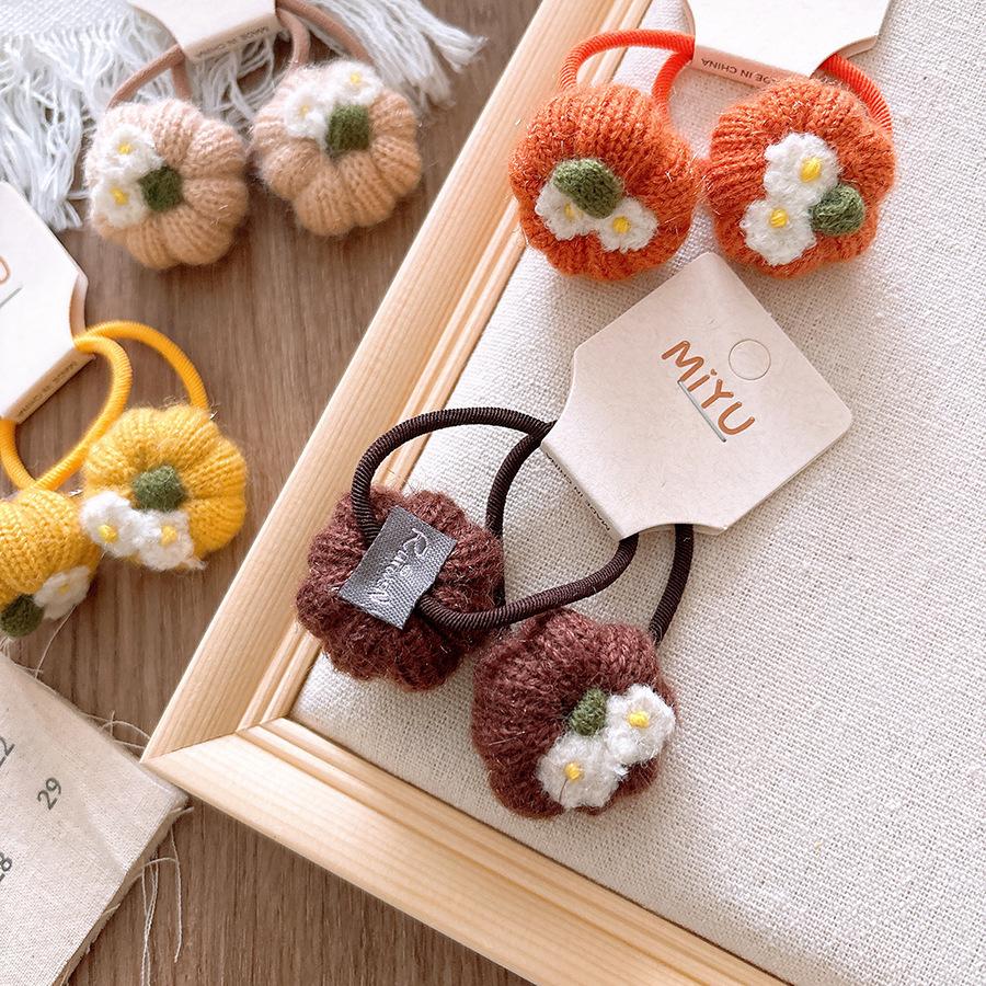 Chouchous Tricotés en Laine Kawaii Cadeau Enfants Filles Élastiques Bandes de Caoutchouc pour Cheveux Accessoires Corde à Cheveux Coiffure Couvre-chef