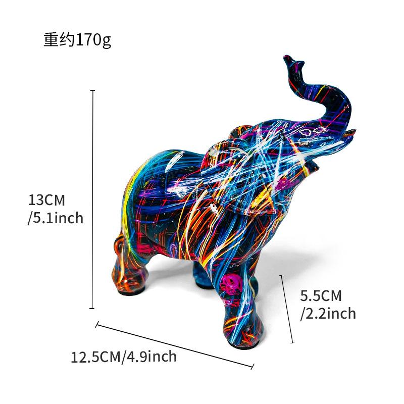 New Creative Resin Crafts Graffiti Colorful Elephant Ornaments Home Decor Living Room Foyer Desktop Ornaments Decorative Gifts