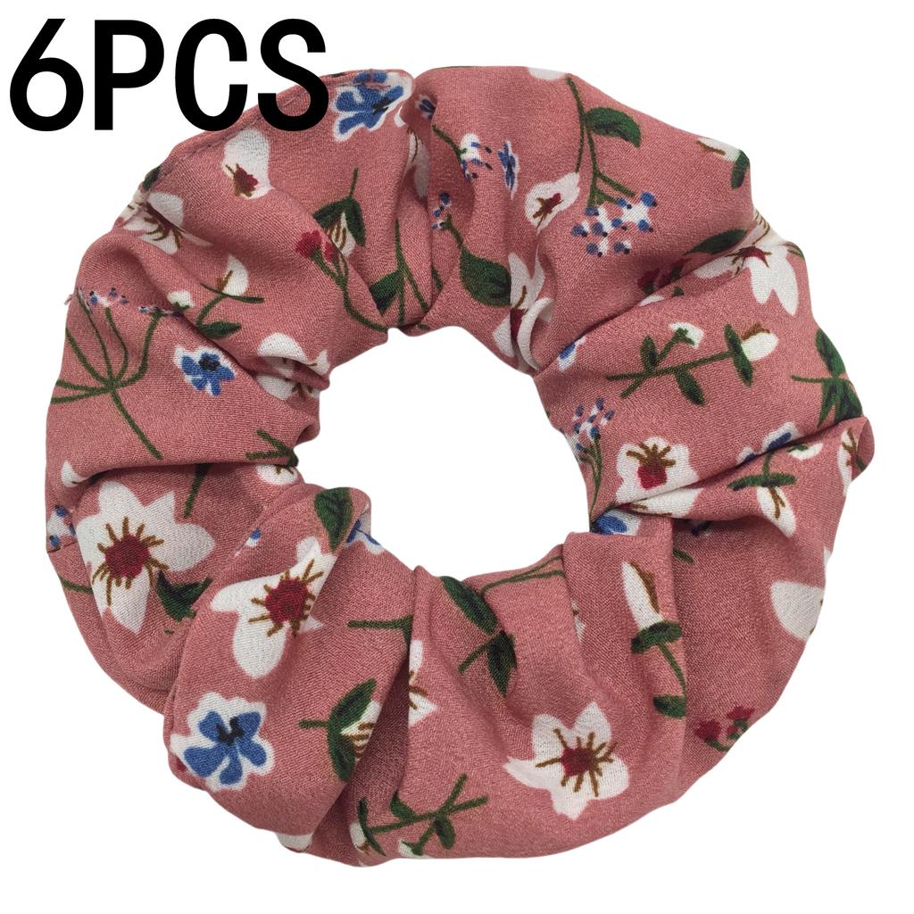 6pcs/lot Hair Scrunchies Bands Scrunchy Ties Ropes Ponytail Holder for Women Accessories Fabric Headwear Ditsy Floral Sweet Cute