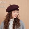 Winter Hat Women Beret Elastic Knit Solid Color Soft Warm Thick Windproof Decorative French Artist Painter Vintage Elegant C