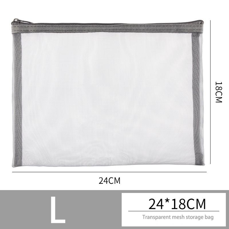 1Pcs Travel Gray Black Mesh Cosmetic Bag Zipper Makeup Bag Women Wash Toiletry Bag Makeup Organizer Portable Storage Pouch