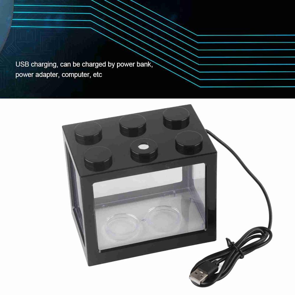 Mini-Größe Mini-Aquarium Mikrolandschaft Kunststoff USB LED-Licht Dekolicht Überlagertes Design Desktop-Aquarium