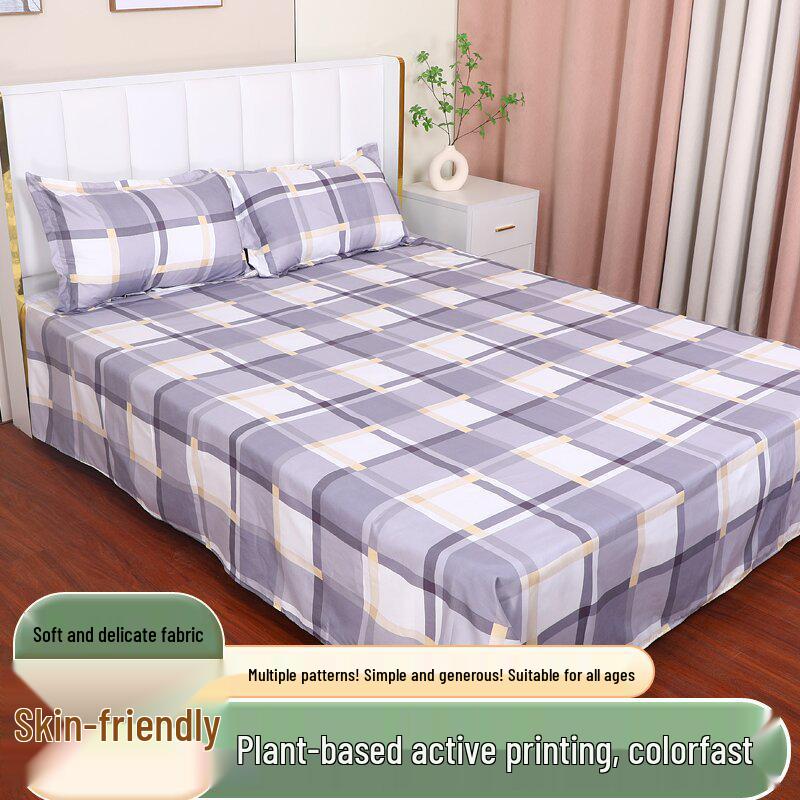 Cotton Dormitory Bedding Set: 3-Piece Quilt Cover and Single Sheet for Student Single Bed.