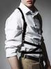 Men'S Black Faux Leather Body Harness - Adjustable Chest Straps, Trendy Fashion Accessory For Club, Party, Cosplay Events