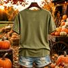 Women's Thanksgiving V-Neck Short Sleeve Printed Pullover Top