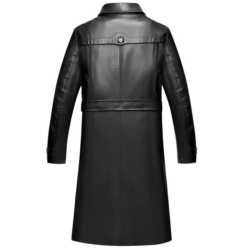 Middle-aged Men's Long Down Jacket Leather Coat Removable Lining Leather Coat Sheepskin Leather Windbreaker Men's Jacket