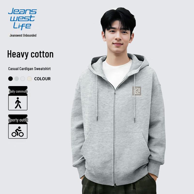 Jeanswest Men s 2026 Spring Autumn Casual Hooded Zipper Sweatshirt M