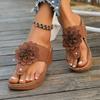 2026 Damen Blumen-Dekor Tanga-Sandalen, Bequeme offene Zehen-Schlupfschuhe, Modische Damen-Flip-Flops