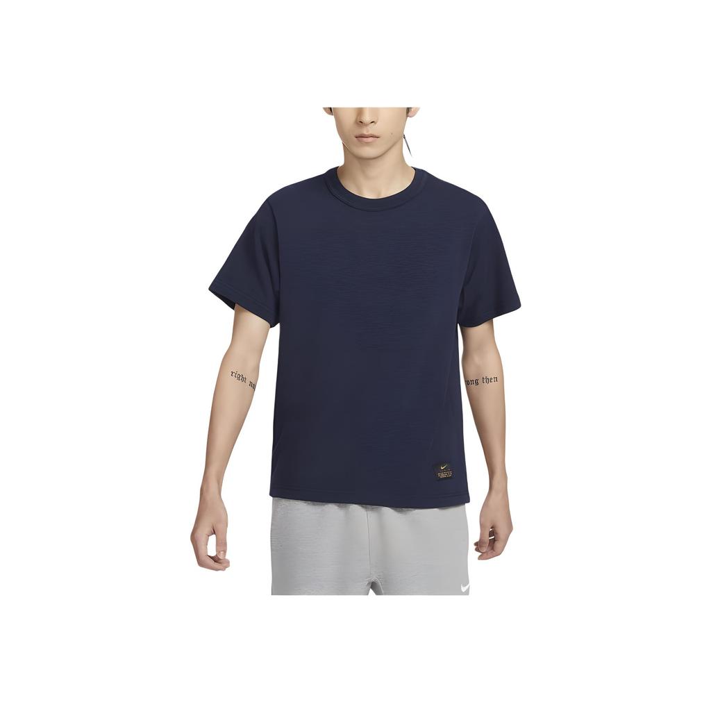 Nike Solid Color Casual Pullover Knit Crew Neck Short Sleeve T-Shirt Men Tops Navy-Blue FN2646-451