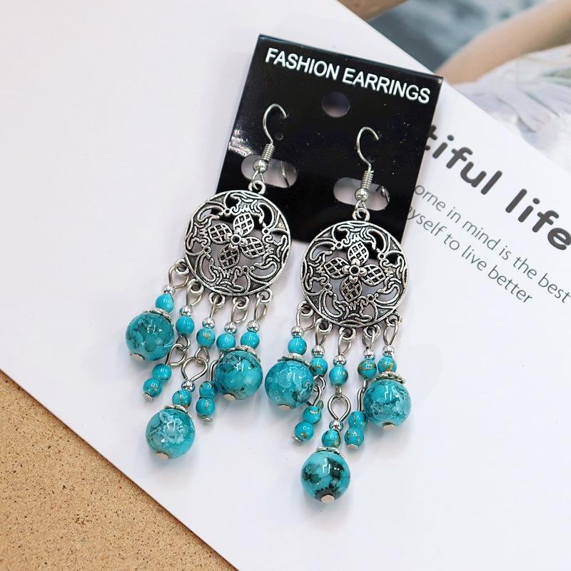 Retro Elegant Hollow Long Fringed Earrings Women's Simple Temperament Versatile Earrings Personalized Earrings