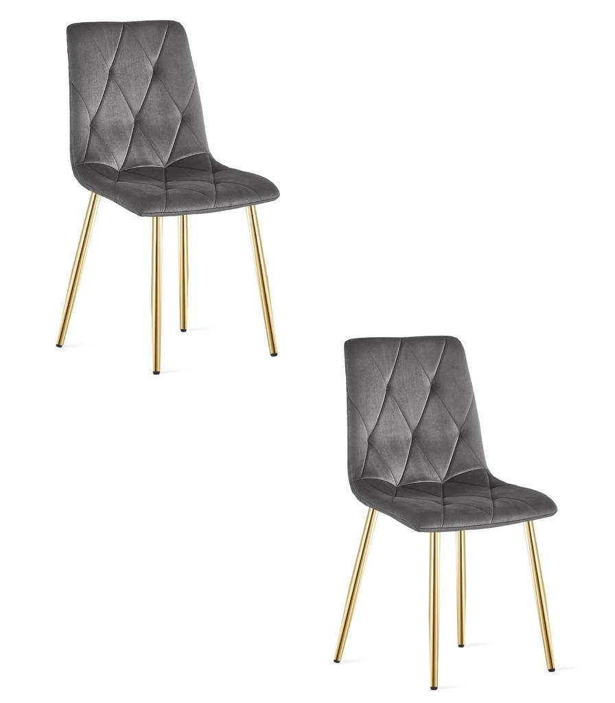 LIBRA chair - dark gray velvet / gold legs x 2
