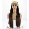 MISS WIG Women Fashion Long Straight Hair with Bangs Gradient Color Heat Resistant Cosplay Wigs Synthetic Fiber Wigs with Bangs
