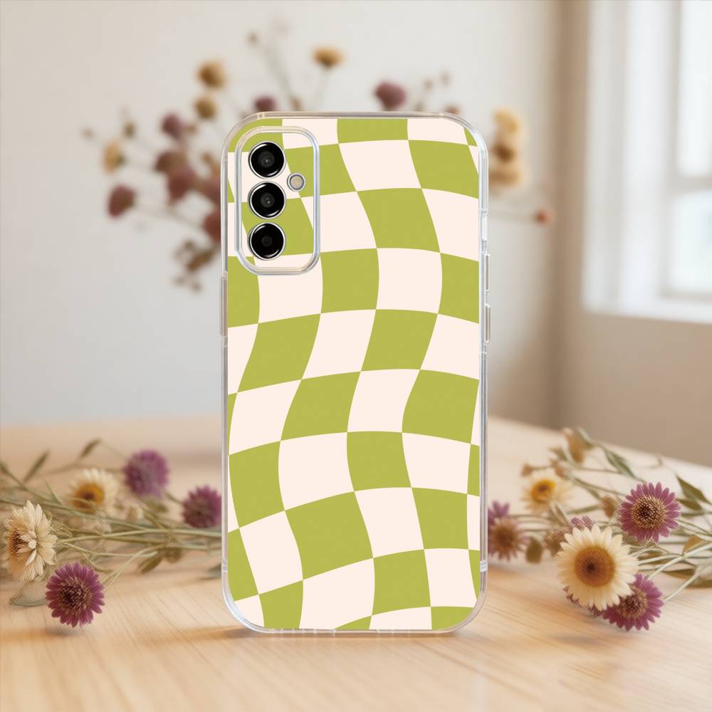 Solid color plaid Phone Case Transparent Silicone Soft For SamsungA10,12,20,21S,30,31,40,50,51,52,70,71