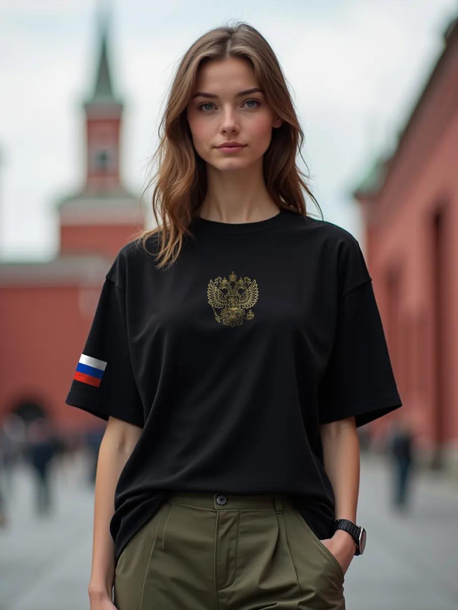 

Oversized cotton bright chest print T-shirt 3XL