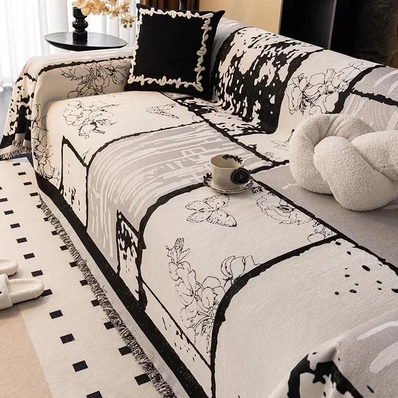 Chenier Vintage Sofa Cover Cloth Anti Cat Scratch Anti Slip Backrest Towel A Whole Fully Enclosed Dust Couch Cover Cloth 3 Seat