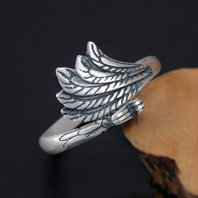 Simple Three-dimensional R Peacock Phoenix Ring Women's Living Mouth Distressed Jewelry