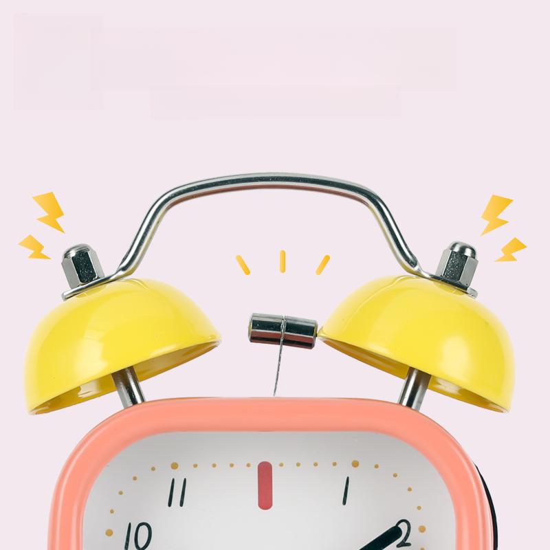 Square Contrasting Color Cartoon Alarm Clock Candy Series Cute Creative Quartz Bell Ringing Bell Wake-up Tool