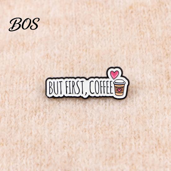 Non-oxidizing Brooch Pin, Coffee Slogan Design Brooch, Thickened Zinc Alloy Badge, Oil Paint Enamel Stable Buckle Pins for Clothes Hats Backpacks Pin