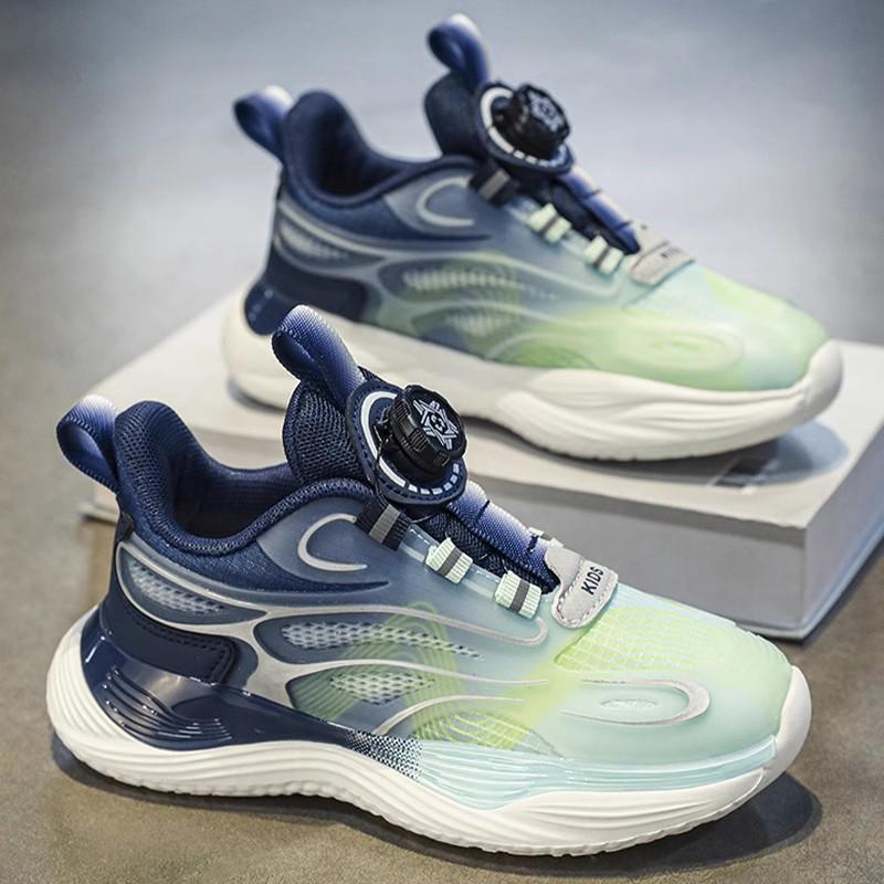 Boys Shoes New Mesh Breathable Children's Sports Shoes Medium Older Boys Boys Rotating Buckle Running Shoes