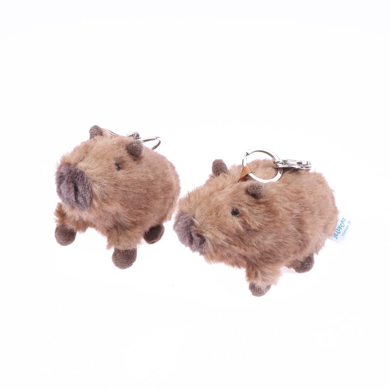 Kawaii Simulation Plush Capybara Keychain Cute Stuffed Animal Doll Pendant Car Key Holder Backpack Hanging Decoration Gifts