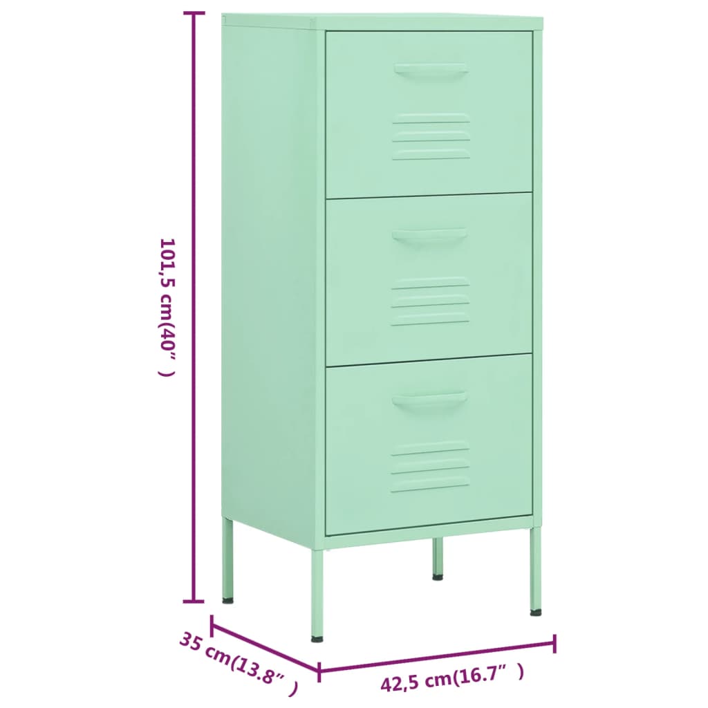 Storage Cabinet Mint Green 42.5 x 35 x 101.5 cm Steel