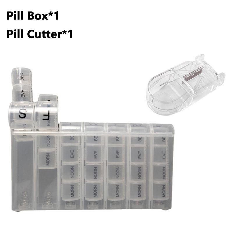 Weekly Rainbow Pill Box 28 Grids 4 Times A Day Portable Pill Organizer Spring Assisted Easy To Open for Vitamins and Supplements