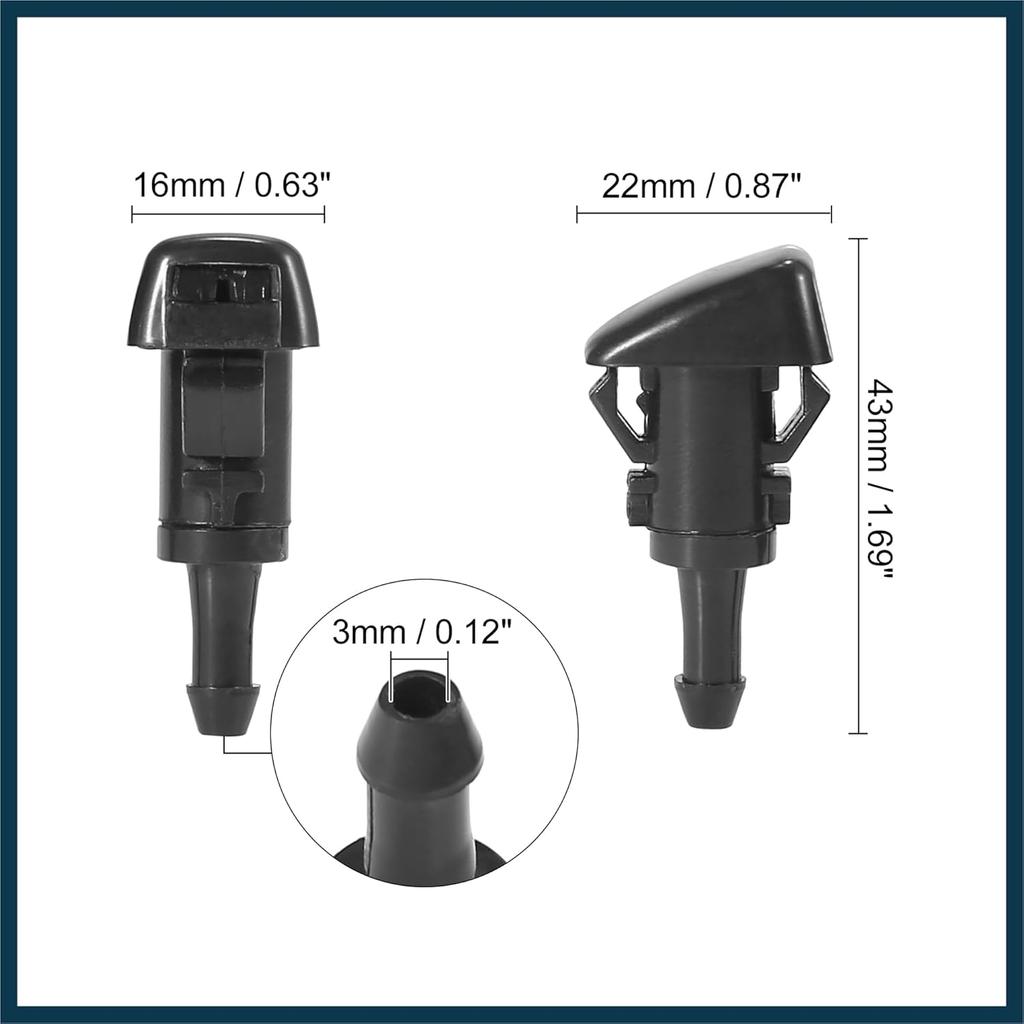 Front Windshield Wiper Nozzles for Chrysler Town Country for Dodge Grand Caravan with Gaskets - Pack of 2 Black Automotive Parts