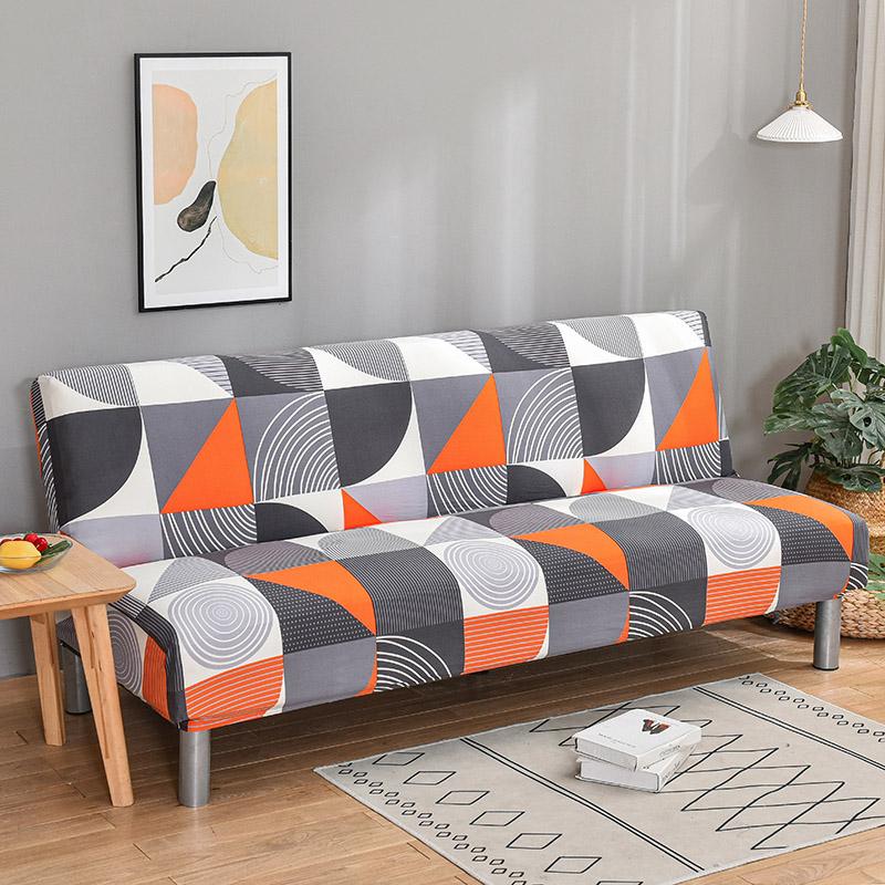 Stretch Futon Slipcover Armless Sofa Cover Furniture Protector Without Armrests Slipcover Soft with Elastic Bottom for Kids