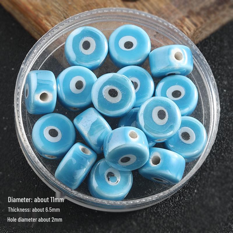 Colored Spacer Demon Eye Ceramic Bead Bracelet - DIY Jewelry Accessory with Loose Beads for Bracelets and Phone Chains