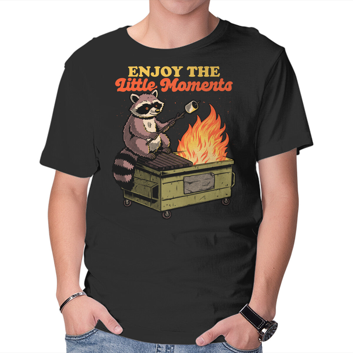 Unisex Crew Neck T-Shirt Raccoon Dumpster Fire Graphic Short Sleeve Casual Tee XL