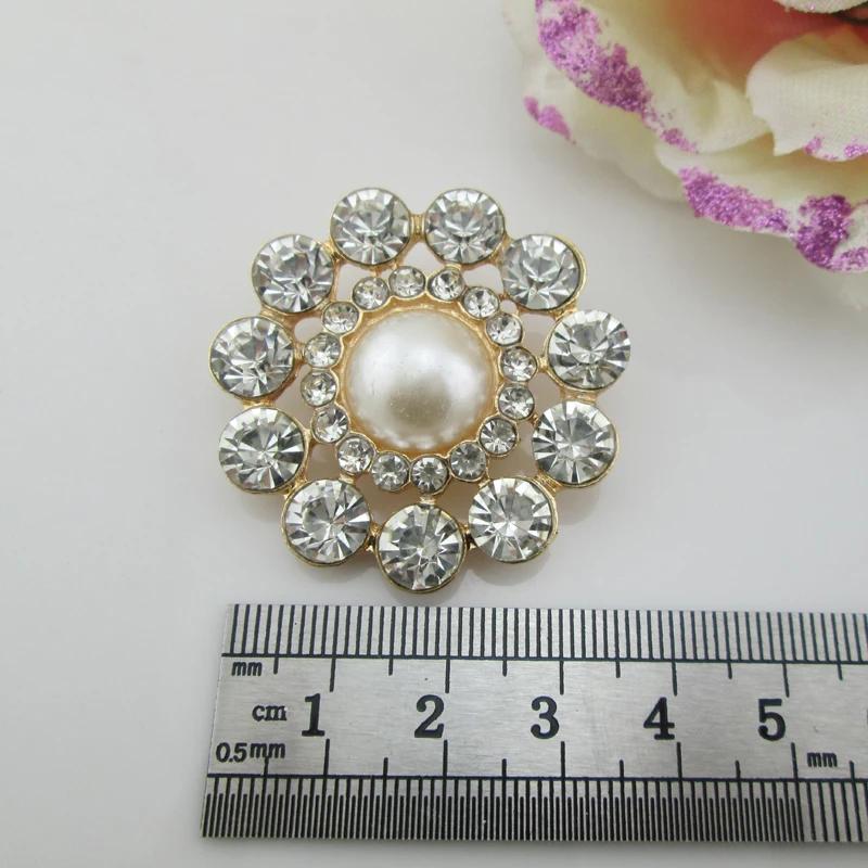 5pcs Large Ivory Pearl Rhinestone Buttons for Crafts Sewing Accessories Metal Buttons for Clothing