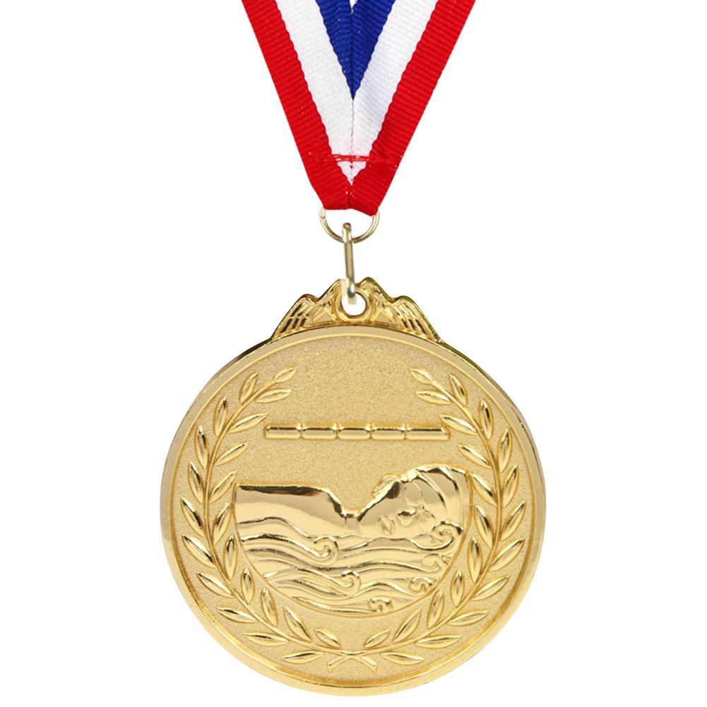 

6.5cm Swimming Medal Award Medals with Neck Ribbon Metal Winner Medals Gold/Silver/Bronze Medal for Sports Competition золотой