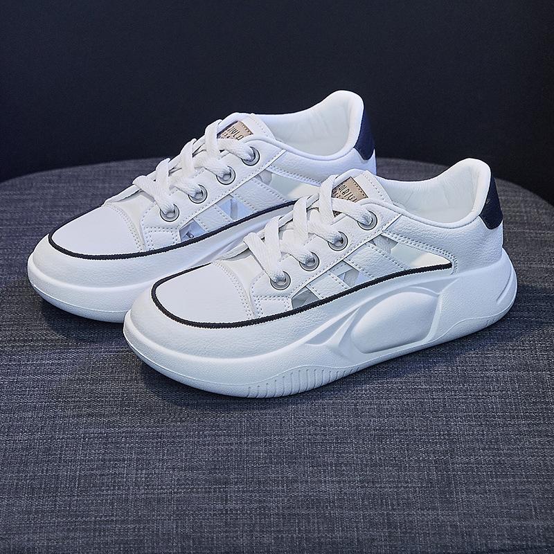 

ins корейская версия спортивных маленьких белых туфель женские летние 2025 новые студенческие туфли-качалки на платформе кексы повседневные 35 белый