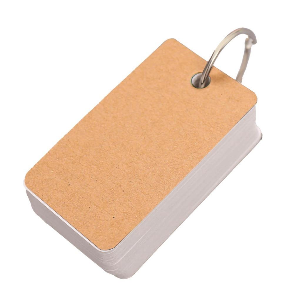 7x4x2cm Ring-bound Blank Word Flash Cards Kids DIY Drawing and Graffiti Creation коричневый