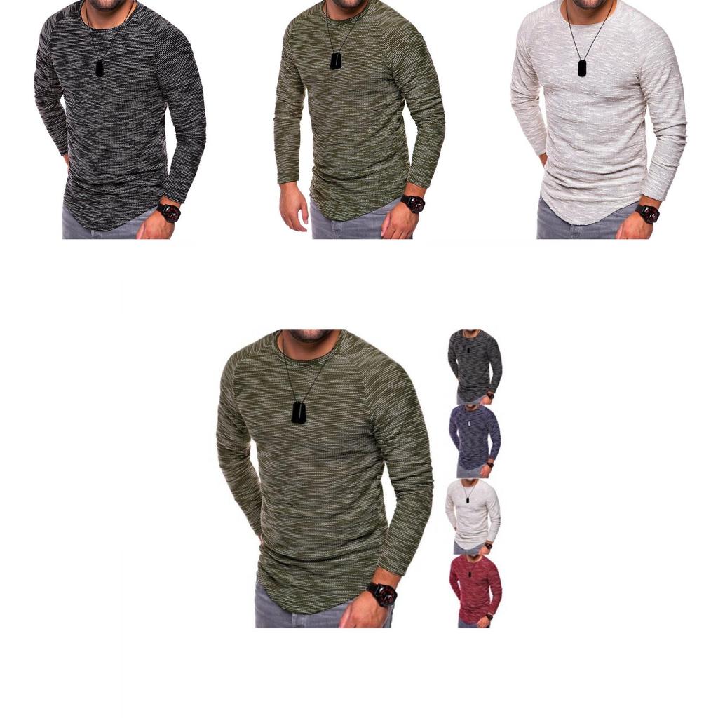 Mens Long Sleeve Oneck Tshirt With Unique Pattern And Comfortable Fit In Multiple Colors
